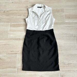 Mlle Gabrielle White and Black Midi Sheath Dress